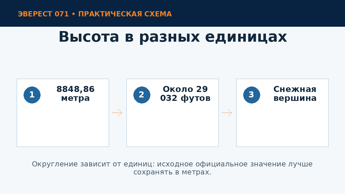 Высота Эвереста в метрах и футах